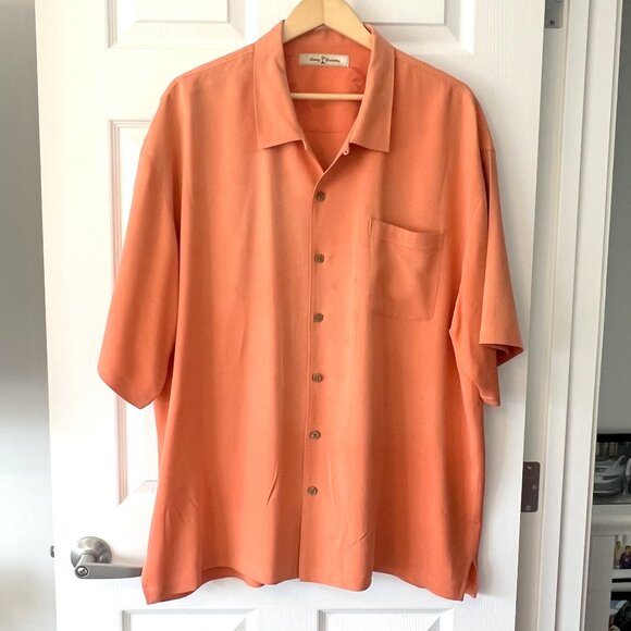 Peach-Colour Tommy Bahama Short Sleeve Weaved Silk/Cotton Shirt! - Picture 1 of 16